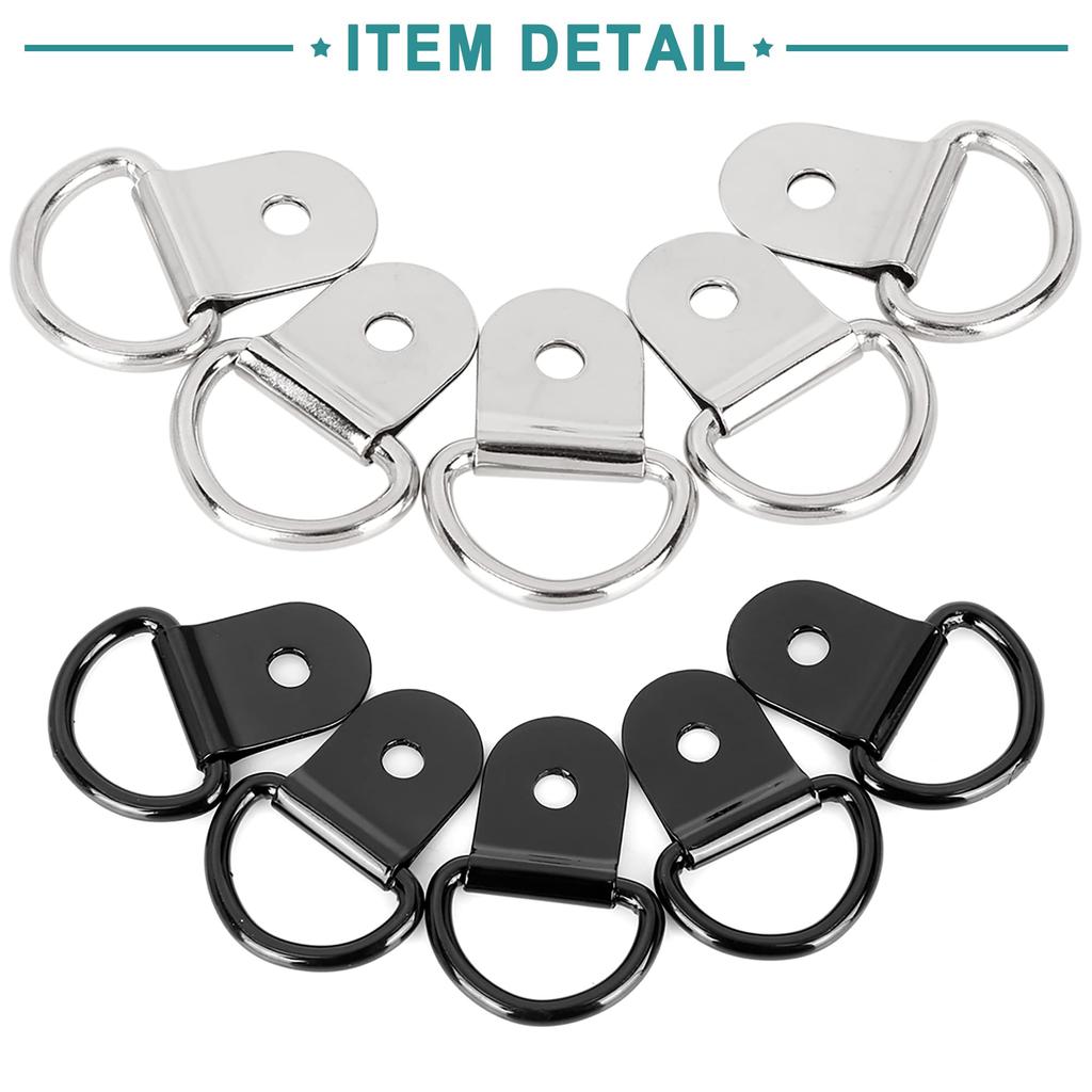 ACROPIX Fixed Anchor D Shape Universal Silver Tone Black 20pcs