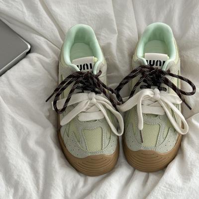 Delicate White Green Fresh Women's Autumn Breathable Casual Sports Shoes Commuter Board Shoes Women