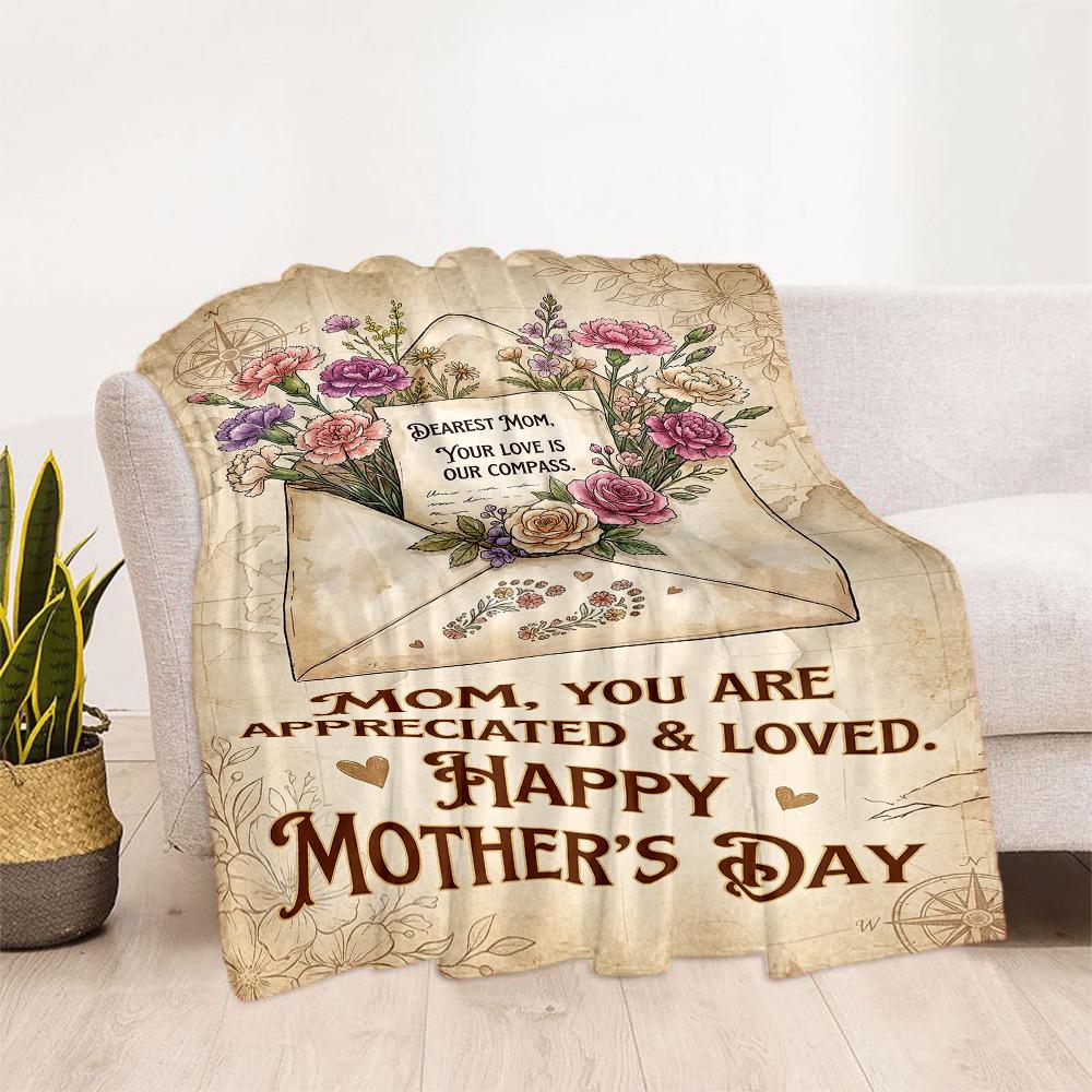 Mother's Day Greeting Card Blanket Suitable for Sofas,travel, Living Rooms Also a Good Gift for Friends and Family Suitable for All Seasons.