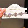 18k Gold Plated Clover Bracelet With Zircon Flowers For Women Elegant Jewelry Gift