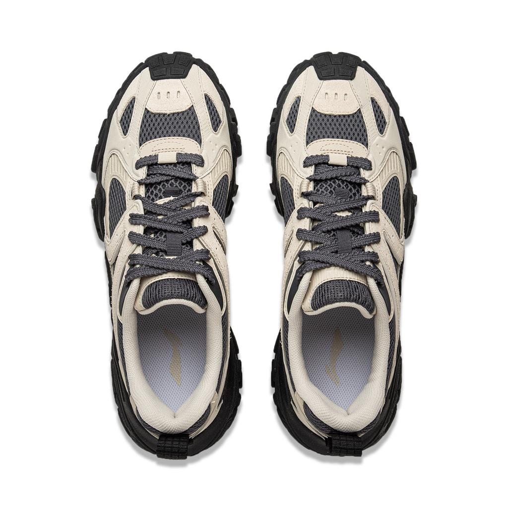 New LiNing Dunes Cushioning Anti Slip Wear Resistant Breathable Height Increasing Low Top Casual Shoes Men's Khaki Black AGCU379-3