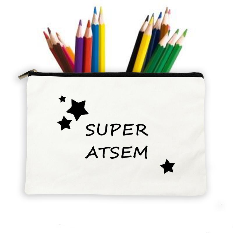 Thanks Atsem French Print Woman Makeup Wash Pouch Storage Bag Makeup Bag School Stationery Supplies Pencil Case Travel Best Gift