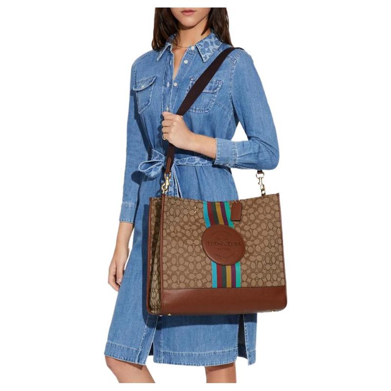COACH handbag Dempsey 40 presbyopic business casual color matching jacquard leather Tote bag Tote bag shopping bag commuter bag crossbody large size