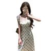 French pure desire style sweet and spicy polka dot suspender dress women's new temperament waist slim and thin skirt summer