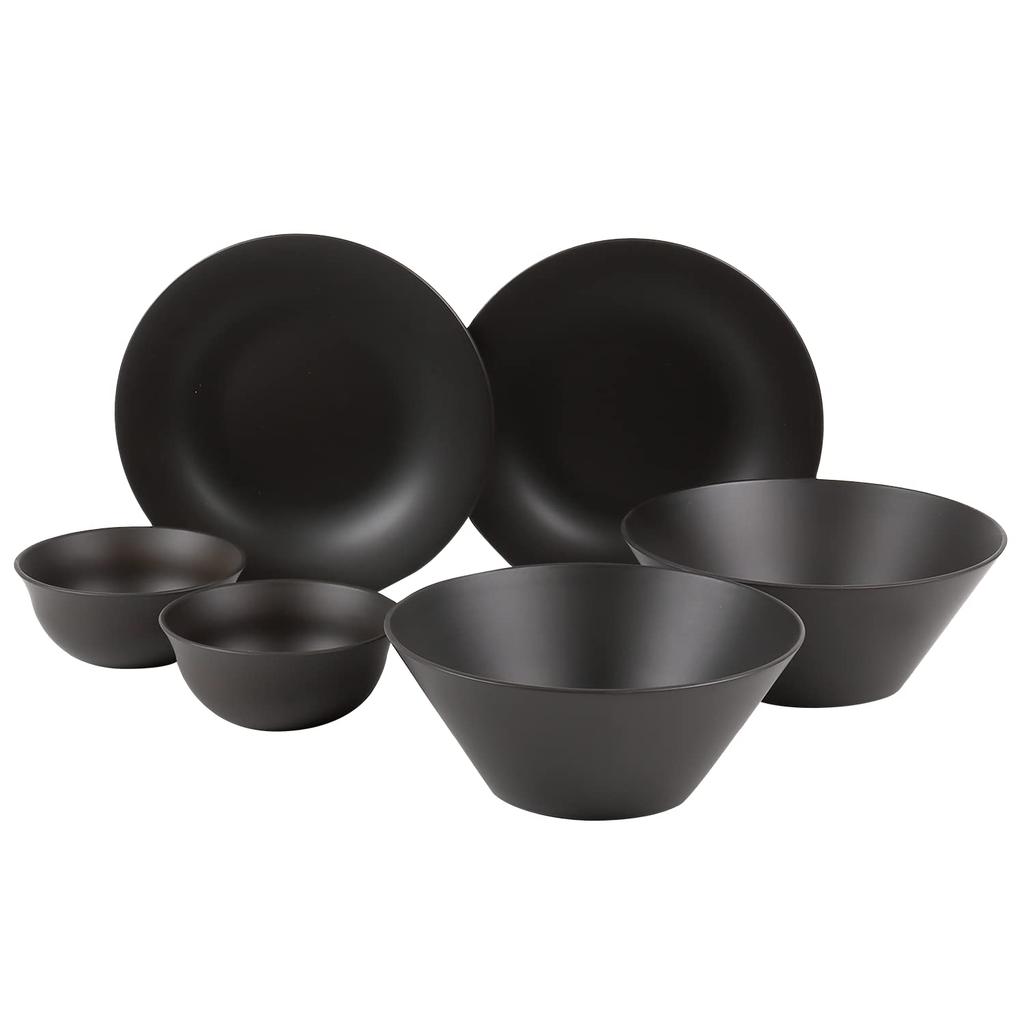 Rebirth Natural Series Tableware 6 Pieces Living Made In Dishwasher Microwave Safe Set, B, Alone, Japan, Black, Plastic, Light, Safe, (Black)