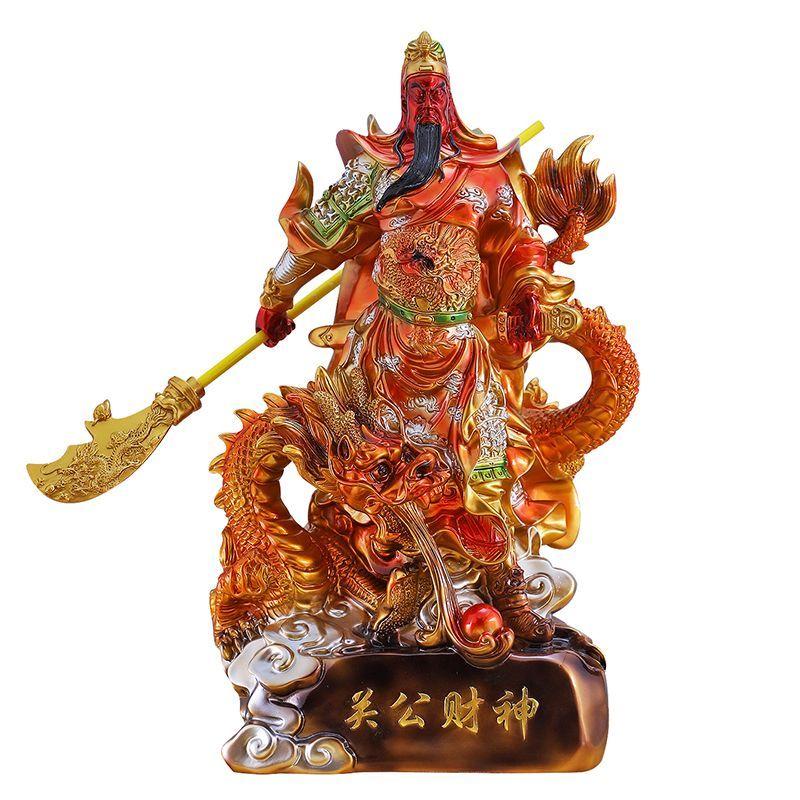 Colorful Guan Gong Fortune Statue Resin Ornaments Household Worship Sculpture Crafts Company Front Desk Decoration Opening Gifts