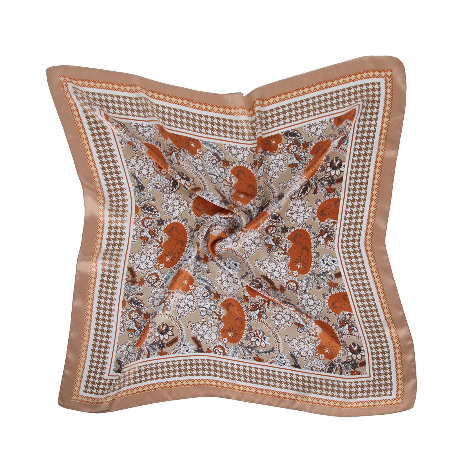 

70 * 70 Солнцезащитный маленький квадратный шарф с большим принтом, женский шелковый шарф, тонкий легкий солнцезащитный шарф, повязка на голову 70*70