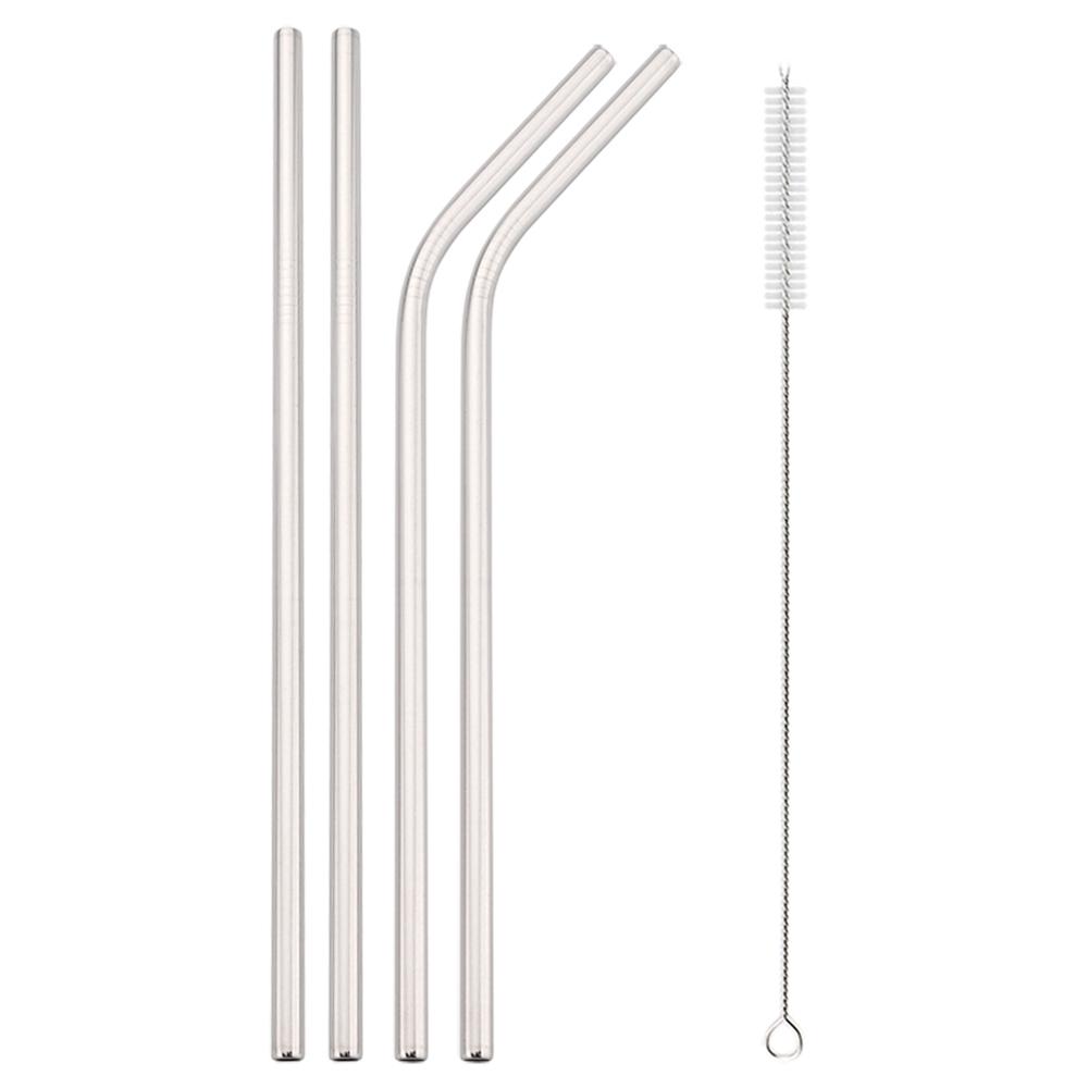 Metal 304 Stainless Steel Straw Straight Bent Drinking Straw Colorful Reusable Straw Set With Case Cleaning Brush Bar Accessory 5