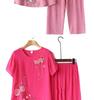 Senior Women's Cotton Linen Pajama Set: Short-Sleeved, Two-Piece Summer Outfit for Moms and Grandmas