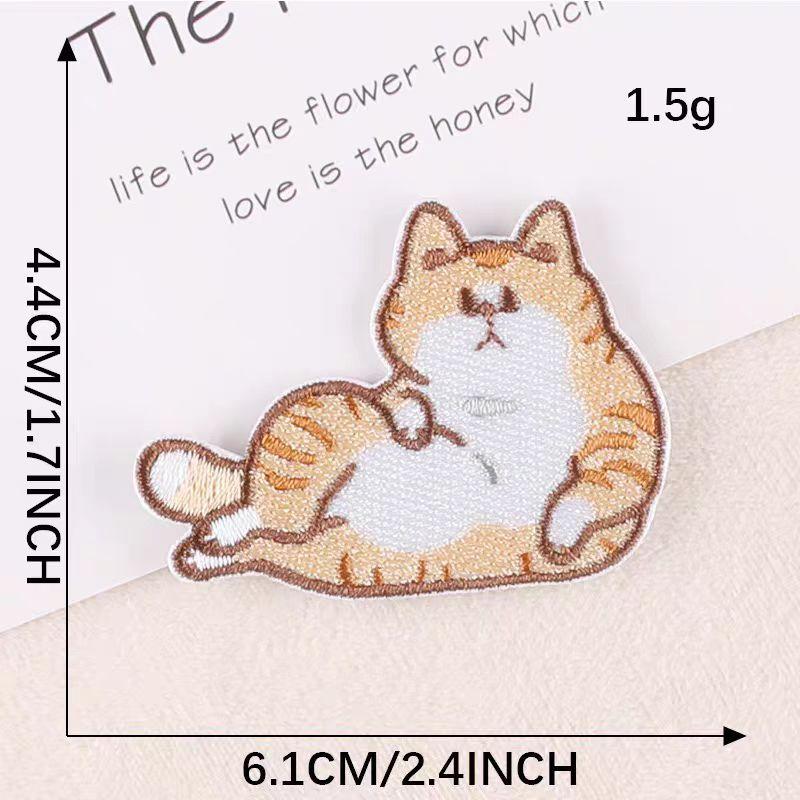 6Pcs/Lot Cute Striped Cats Embroidered Patch Cartoon Animals Applique Fabric Clothing Iron On Patch