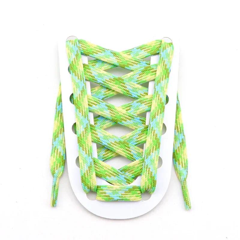 1 Pair Colorful Striped Shoe Laces for Woman Man Width 1CM Rainbow Shoelace Flat Shoelaces for Sneakers Length 100/120/140/160CM