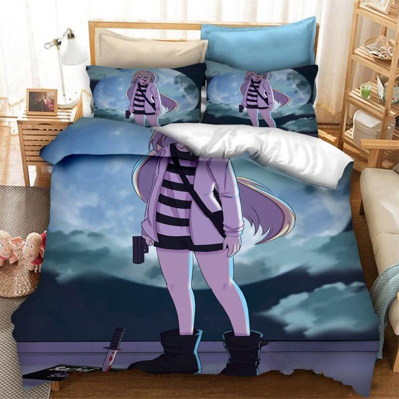 3D Printed Anime Angels Of Death Bedding Set Duvet Covers Pillowcases One Piece Comforter Bedding Sets Bedclothes Home Textiles