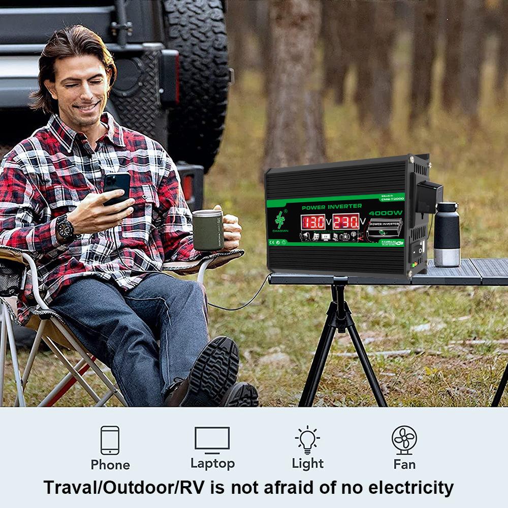 4000W Car Van Power Inverter Modified DC 12V To AC 110V/220V Charger Converter 2 USB with LED Display