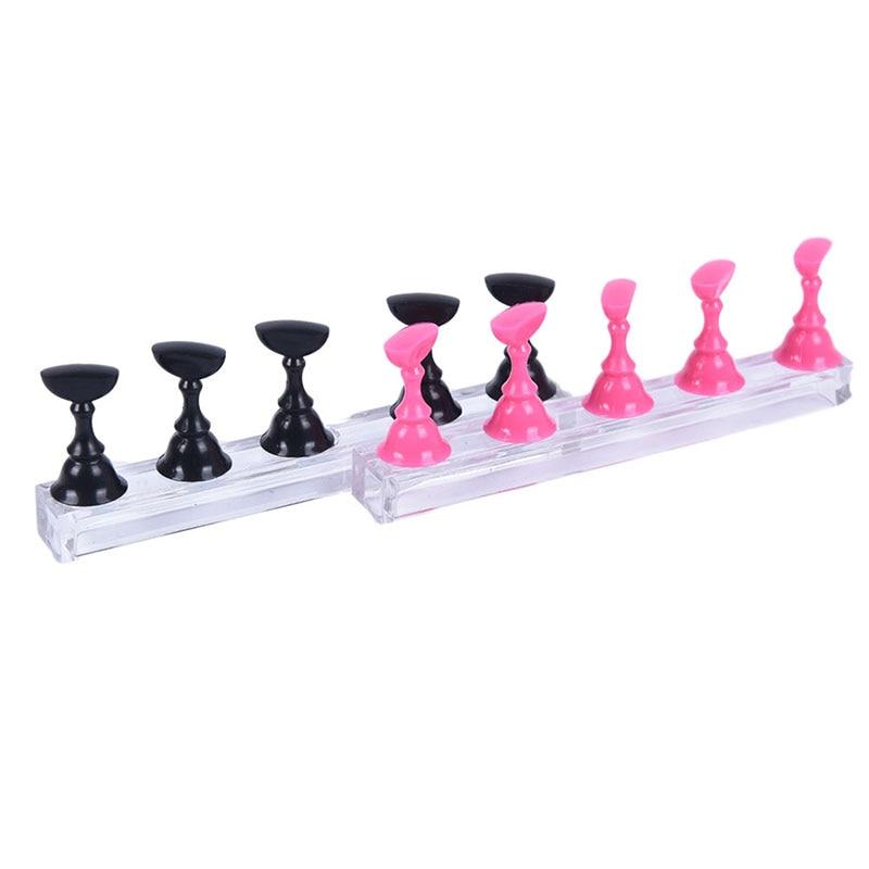 1Set False Nail Tips Practice Trainning Display Stand Holder Base Alloy Crystal Nail Art Polish Display Manicure Tools