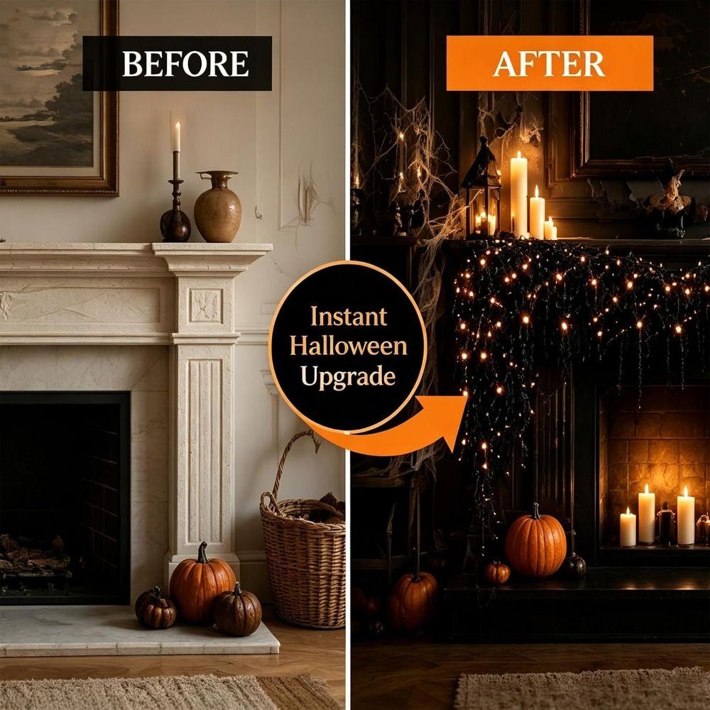 Warm White LEDs Gothic Vine Garland with LED Lights Artificial Autumn Hanging Display Mantel Decor
