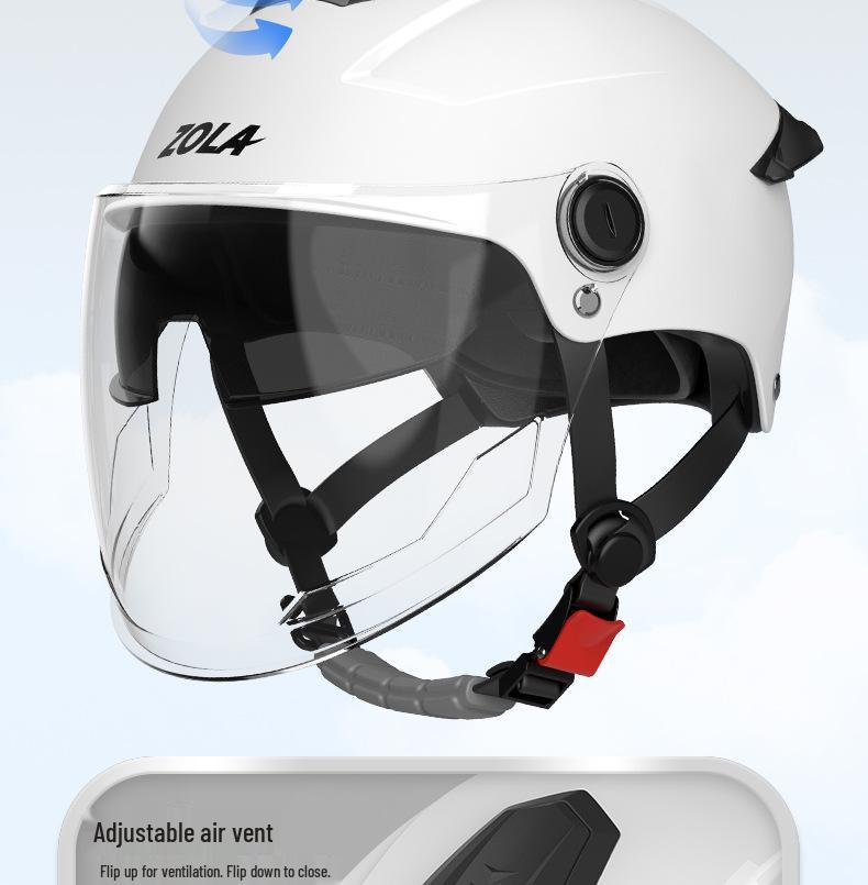 Dual Lens Electric Motorcycle Helmet for Men & Women - 3C Certified, Sun Protection, Half Helmet for Electric Scooters
