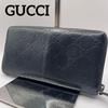 Used Beautiful Condition Leather Long Wallet Black GG Pattern Shima