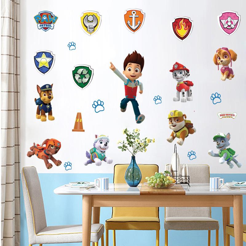 Cartoon 3d Paw Patrol Wall Stickers For Kids Rooms Living Room Boys Girls Children Bedroom PARTY DIY Home Decor