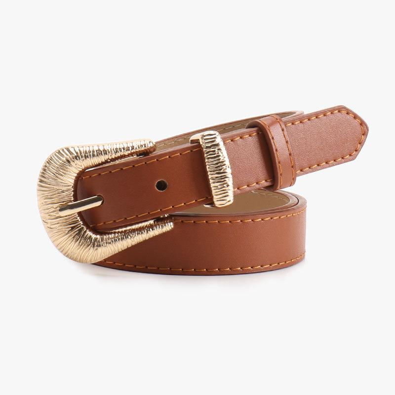 

Classic Womens Pu Leather Belt With Metal Pin Buckle For Casual And Office Wear