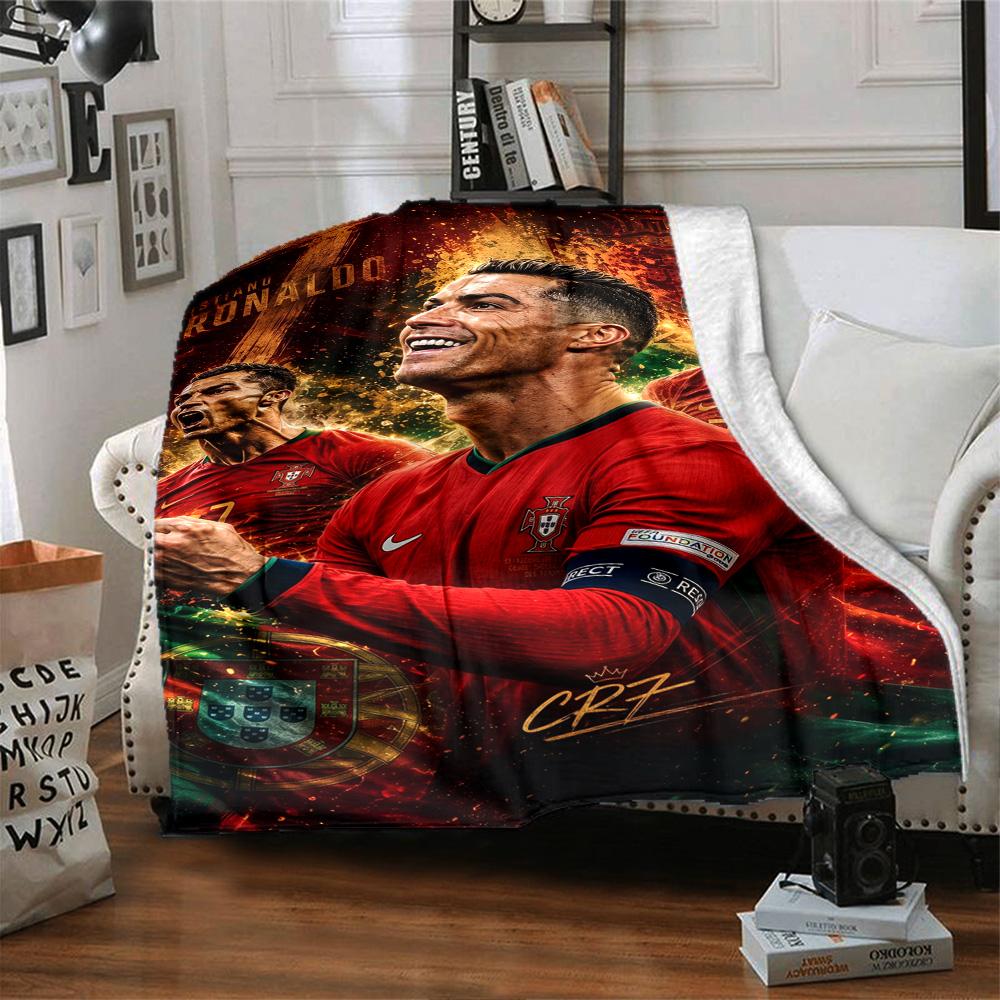 Ronaldo's Legacy Manchester United Blanket Durable Comfort Great for Office Chair Bedding Office Four Seasons Universal Playful Design