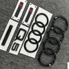 For Audi RS3 285mm For Audi Q5 2014-2019 4Ring Logo ABS Black Car Hood Front Grill Emblem Rear Trunk Badge Q5 Sticker Quarrto Sline Emblem