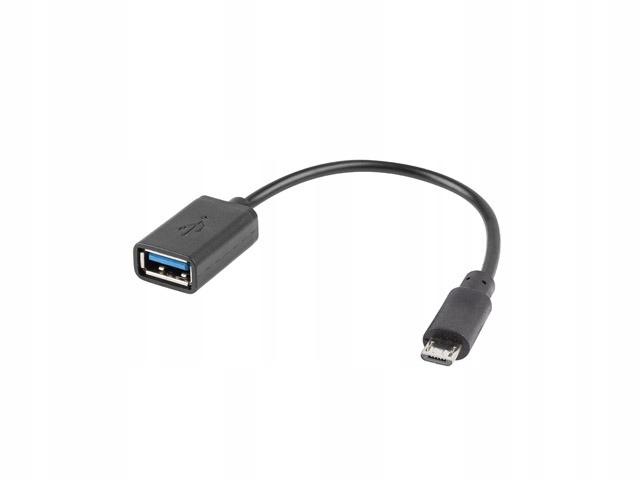 Kabel USB 2.0 Lanberg Micro USB(M) - USB-A(F) 0,15m OTG Czarny