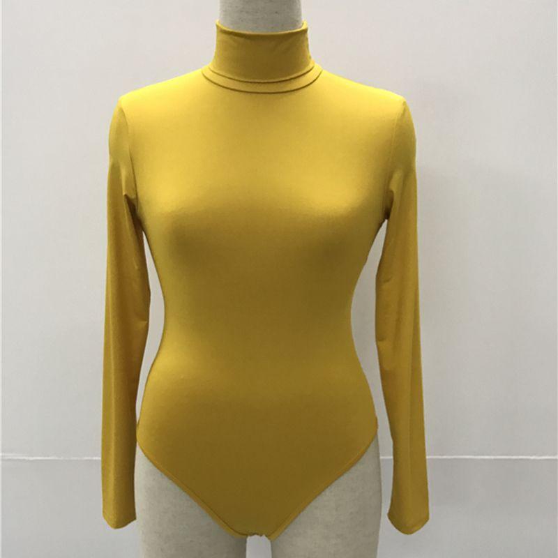 Winter Turtleneck Women Long Sleeve Basic Bodysuit Stretch Solids Tshirt Top