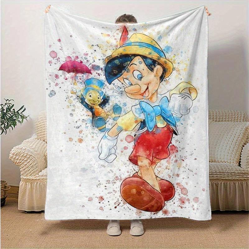 1 pezzo, Stampa Artistica Acquerello di Pinocchio e Grillo Parlante Decorazione per la Casa, Coperta Plaid per Divano, Letto, Viaggio