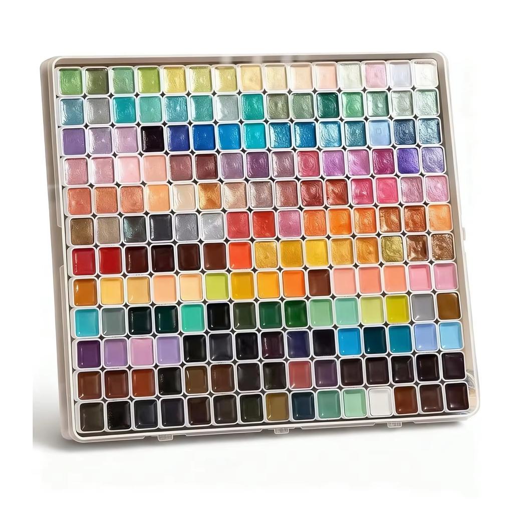180/60 color metallic watercolor paint set, portable and lightweight, high solid pigment, starry sky tones, suitable for artists