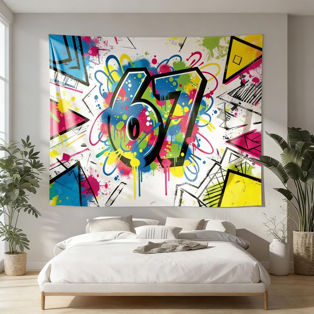 Tapiz Impreso Estilo Graffiti Serie 67 Decoración de Arte de Pared para Sala de Estar Dormitorio Múltiples Tamaños Colgante de Espacio Decoración de Pared Moderna para el Hogar