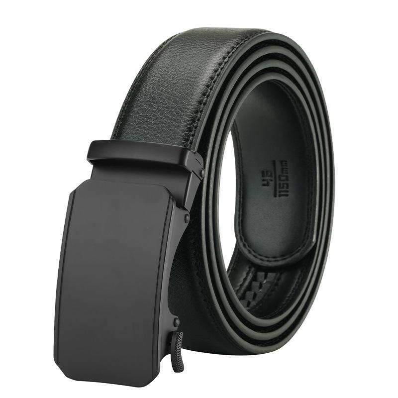 Men's New Leather Belt Belt Business Casual Simple Middle Aged and Young Genuine Leather Belt Automatic Buckle Leather Belt Men