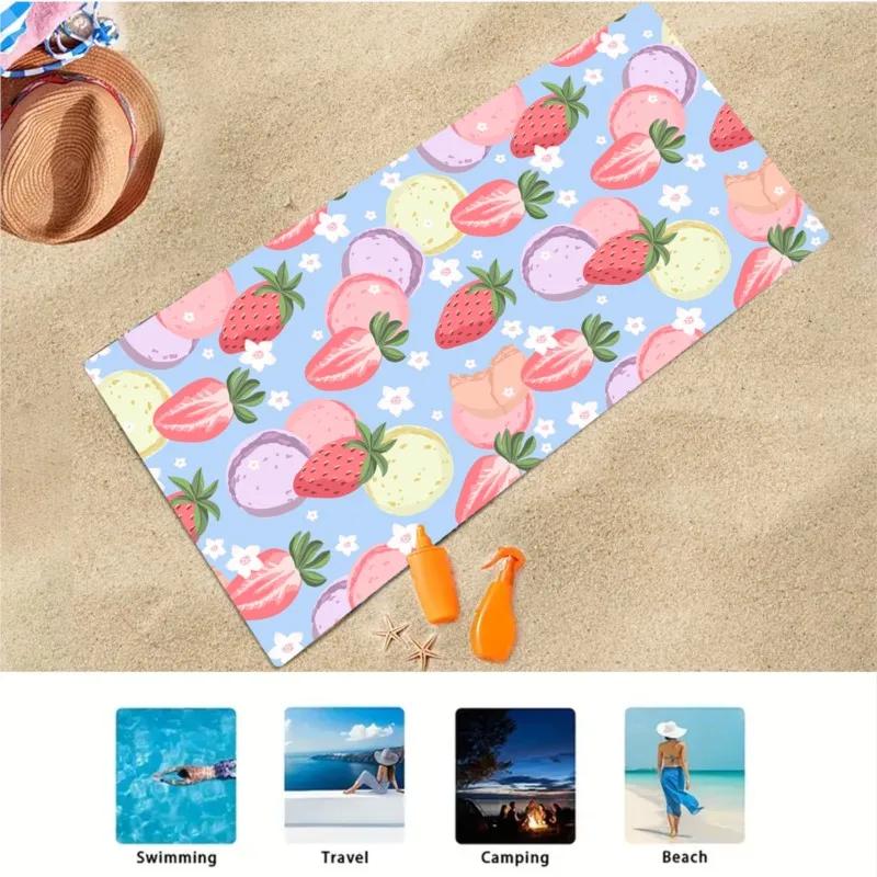 Beach Towel Portable Quick Fast Dry Sand Outdoor Travel Swim Blanket Thin Yoga Floral Print Mat Personalization Stripes Towel
