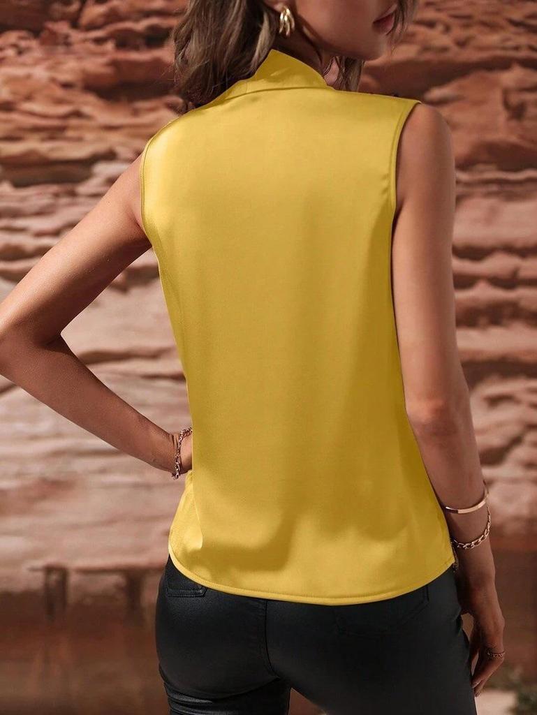 Gilet senza maniche in raso plissettato da donna per primavera/estate