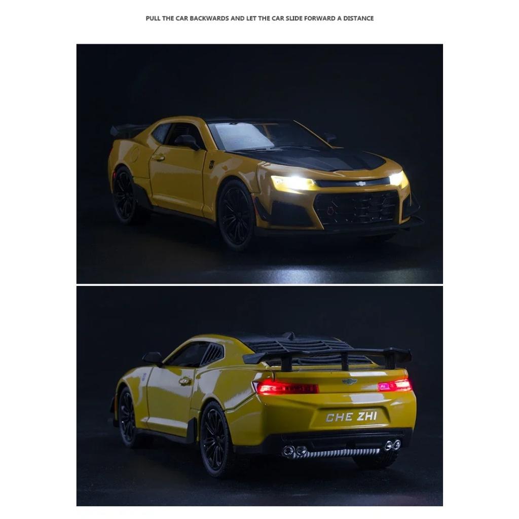 Chevrolet Camaro Modellauto im Maßstab 1:24 aus Metallguss, Sportwagen-Spielzeug mit Sound, Licht und Rückziehfunktion, Sammlerstück für Kinder, Geschenkidee
