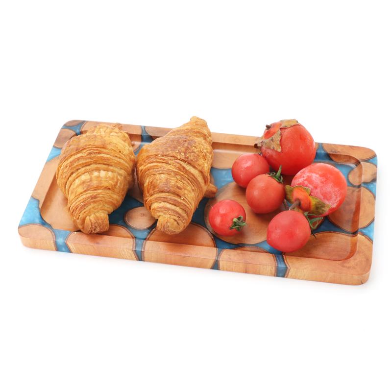 Handmade Wooden Tray Lychee Wood Logs and Resin New Design Creative Serving Tray Hotel Home Holiday Dinner Plates Tableware