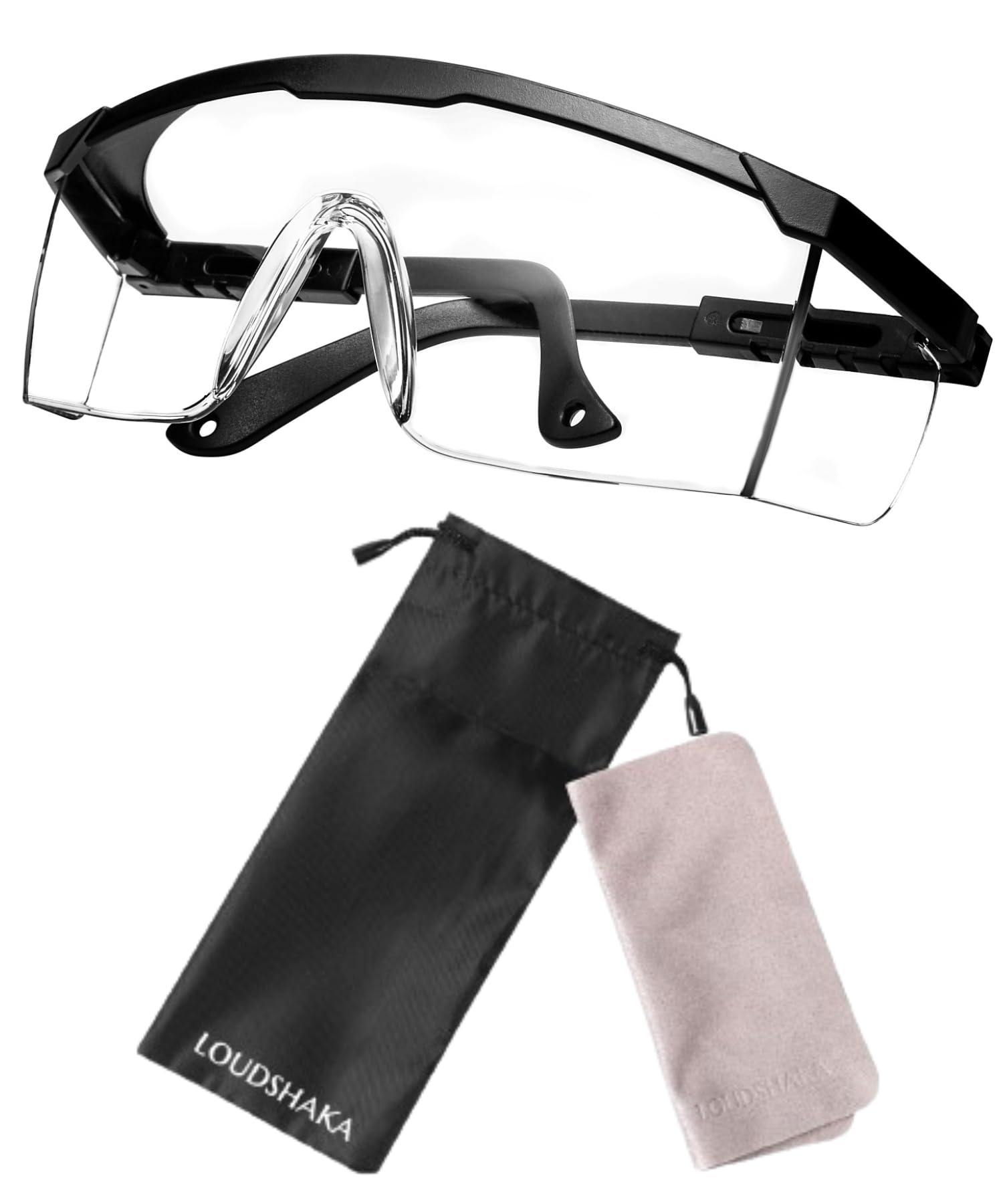 [LOUDSHAKA] Safety Glasses, Dustproof Glasses, Protective Glasses, Non-Fog, Infection Prevention, One Size серый