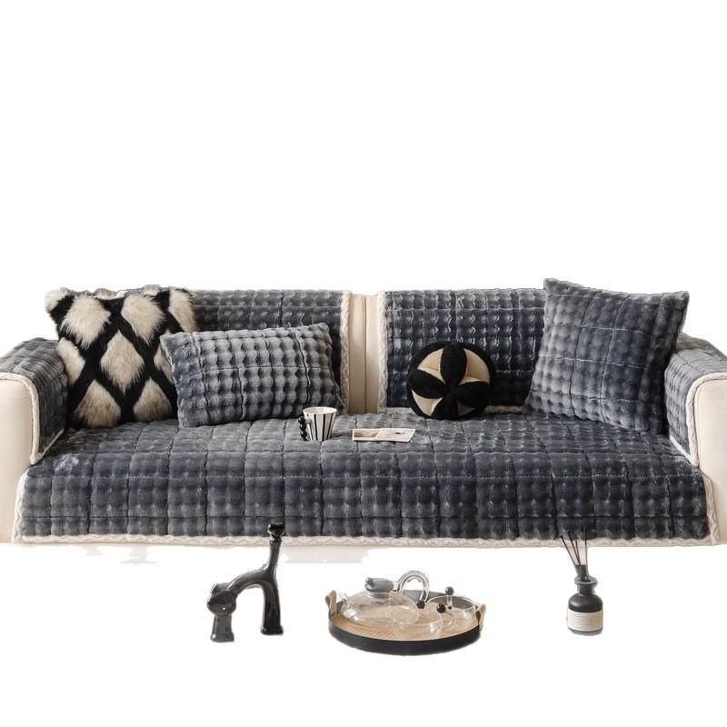 Plush Thickened Sofa Cover Four Seasons Universal Anti Slip Furniture Protector For Living Room Soft Comfortable Couch Cushion