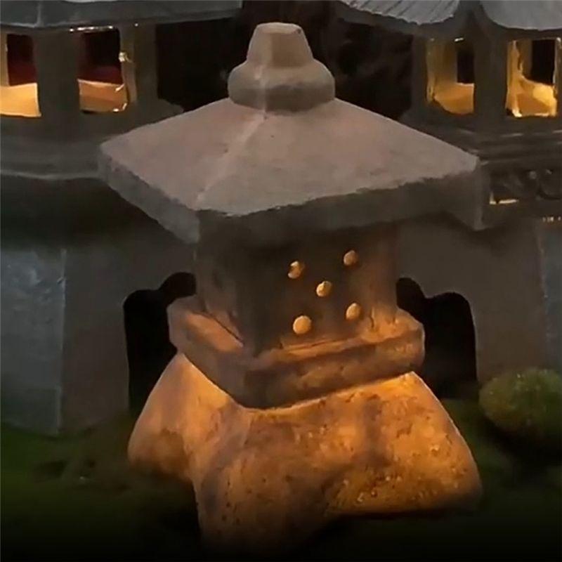 M-Modern-Garden Accessory Ornament Solar Powered Resin Pagoda Lantern Palace Lanterns Tower Statue Solar Lamp Garden Decor B Eas