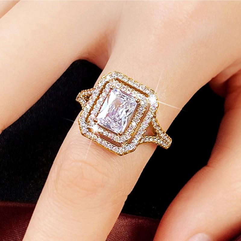 Huitan Geometric Square-shape Rings for Women Simple Fashion Design Luxury Wedding Bands Female Rings Proposal Engage JewelryGood Product