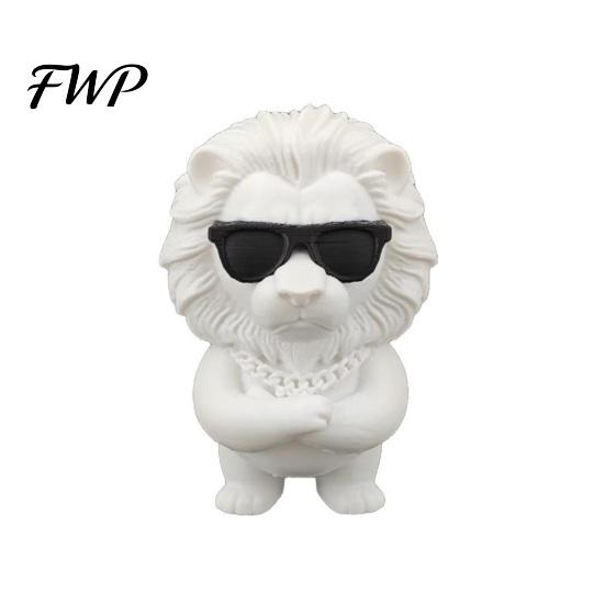Trendy Desktop Toy 3D Printed Lion Figurine Funny Cool Statue with Sunglasses Figure Collectible Ornament for Home Office Executive Desk Decor