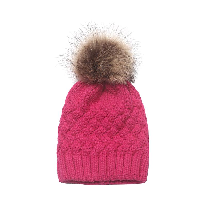 New children's knitted hat infant warm cold hat girl baby child solid color wool hat winter