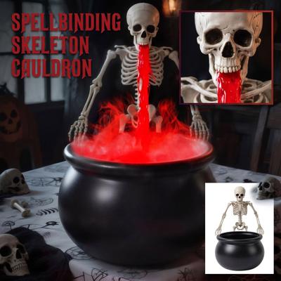 Large Witch Cauldron Tripod Stand with String Lights and Eye Decorations for Halloween Garden Yard