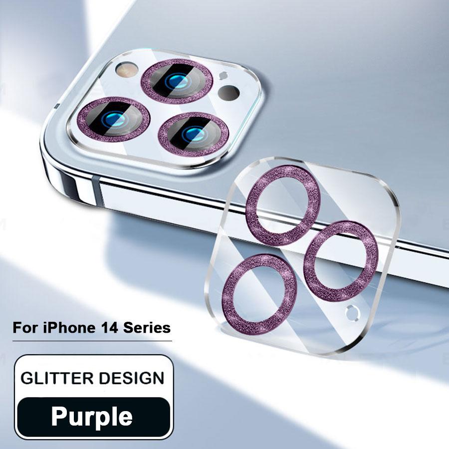 

Для iPhone 15 14 13 12 mini 11 Pro Max Glitter Diamond Bling Camera Lens Protector Загартоване скляне кільце iPhone 14 Pro Max фіолетовий