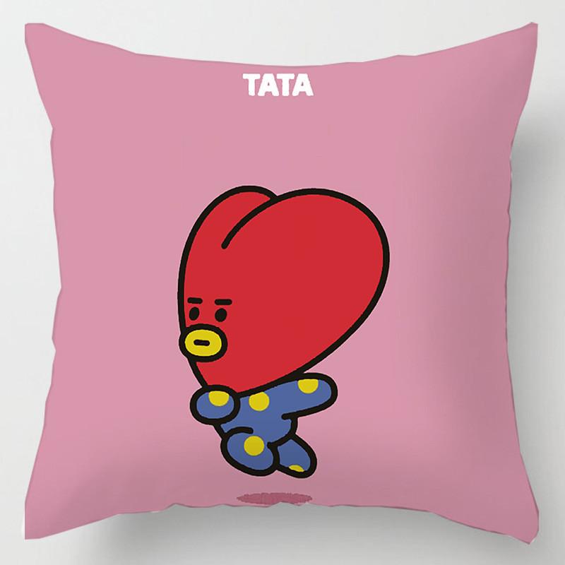 Cartoon Bt21 Cushion Cover Decorative Soft Pillow Case Sofa Car Protector Throw