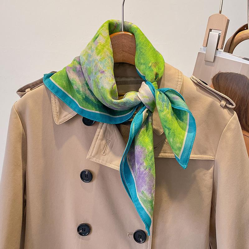 Ren Bomuld Dame Tørklæde Firkantet Foulard Dame Hals Hår Tørklæder Design Printet Hovedtørklæde Mode Pige Tørklæder 2023 Ny