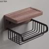 Wooden Metal Tissue Holders Non Punched Toilet Paper Holder Wall Shelf Napkin Holder Roll Paper Holders Tissue Storage Rack