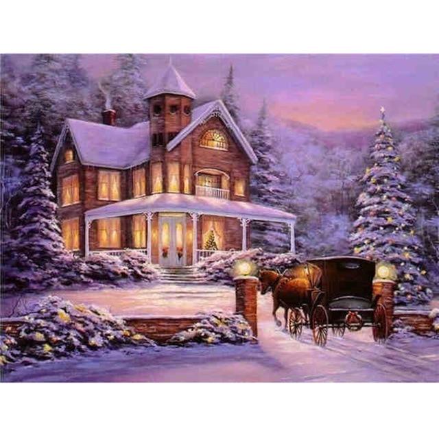 5D Diamond Painting Landscape Diamond Embroidery Sale Full Square Round Diamond Mosaic Winter Snow Scenery New Year Decoration