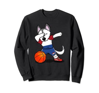 Funny Husky Dog Netherlands Basketball Fan - Netherlands Flag Sports Enthusiast Netherlands Basketball Trainer