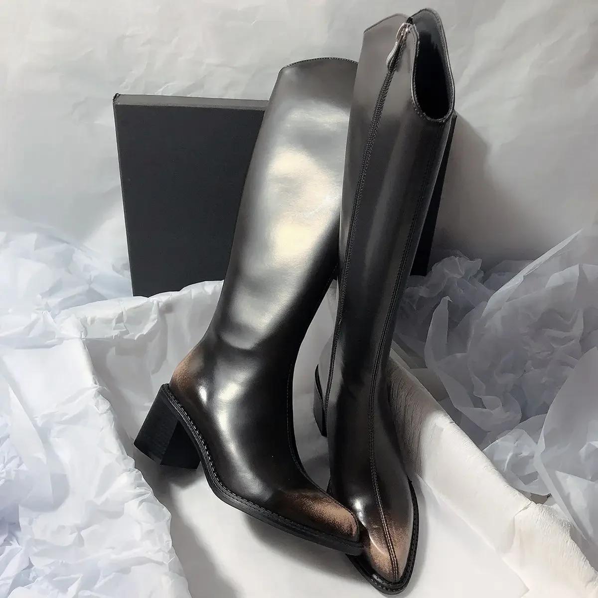 

Women s Long Boots Elegant High Heels Black Heeled Ladies Knee Shaft Shoes Fashion 2025 Waterproof New In Pu Quality Boot Chic 40