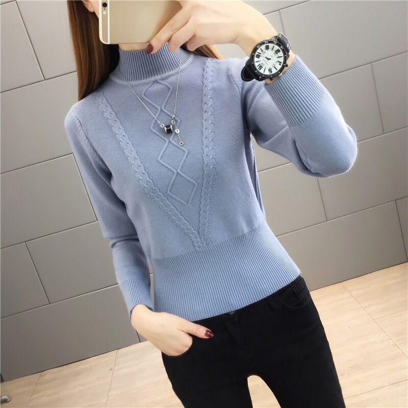 Women's Knit Sweater Short Turtleneck Sweater Slim Pullover Knit Jumper Fall Winter